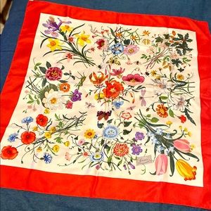 Authentic Gucci silk floral scarf!
